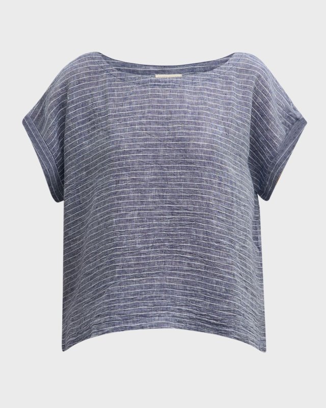 Crinkled Striped Organic Linen Shirt